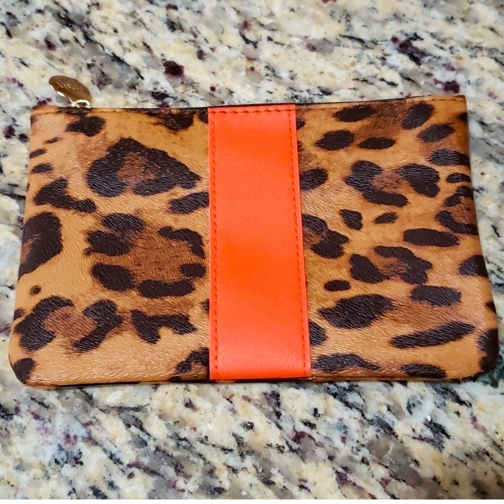 ipsy Orange Cheetah Print Makeup bag NEW